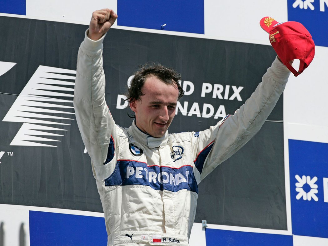 Robert Kubica po svém jediném vítězství v F1 v Kanadě 2008