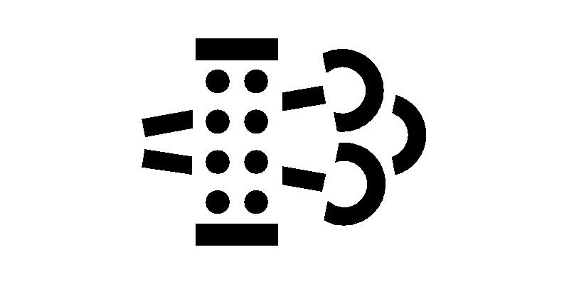 Kontrolka FILTR PEVNÝCH ČÁSTIC: Některé vozy používají jiný symbol pro filtr pevných částic, který zákazníci technikům servisů popisují obvykle jako „fontánu naležato“.